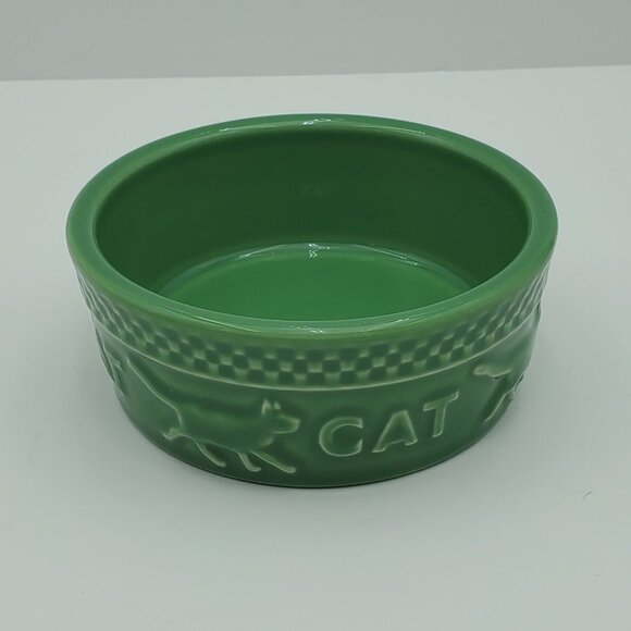 Longaberger Mulligan Green Cat Bowl Mulligan Cat Food Dish Water Bowl - Picture 2 of 6